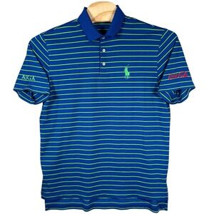 Polo Golf Ralph Lauren Polo Shirt Men Large Blue Striped Coca-Cola Golf Big Pony